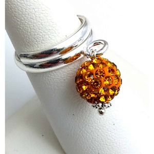Disco Ball Adjustable Rings Orange Sz 7